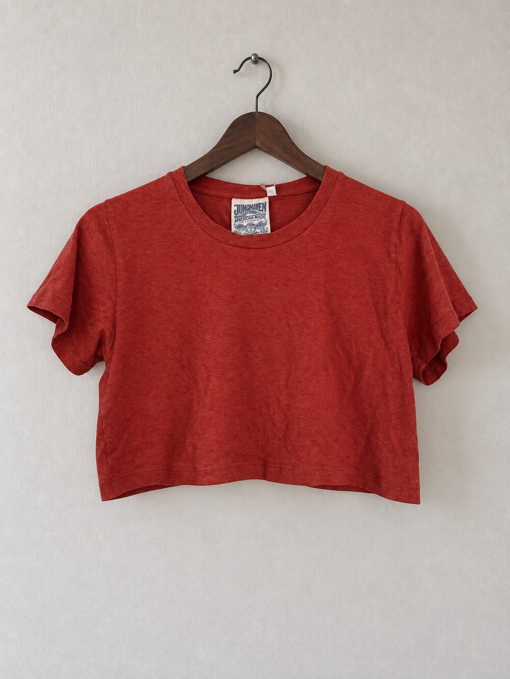 Jungmaven Hemp Blend Cropped Tee | XS | Rust Red | NWT